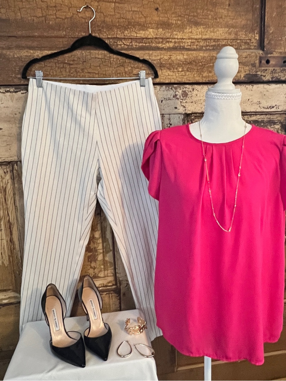 Bright Pink Flutter Sleeve Blouse | Size L | NWOT